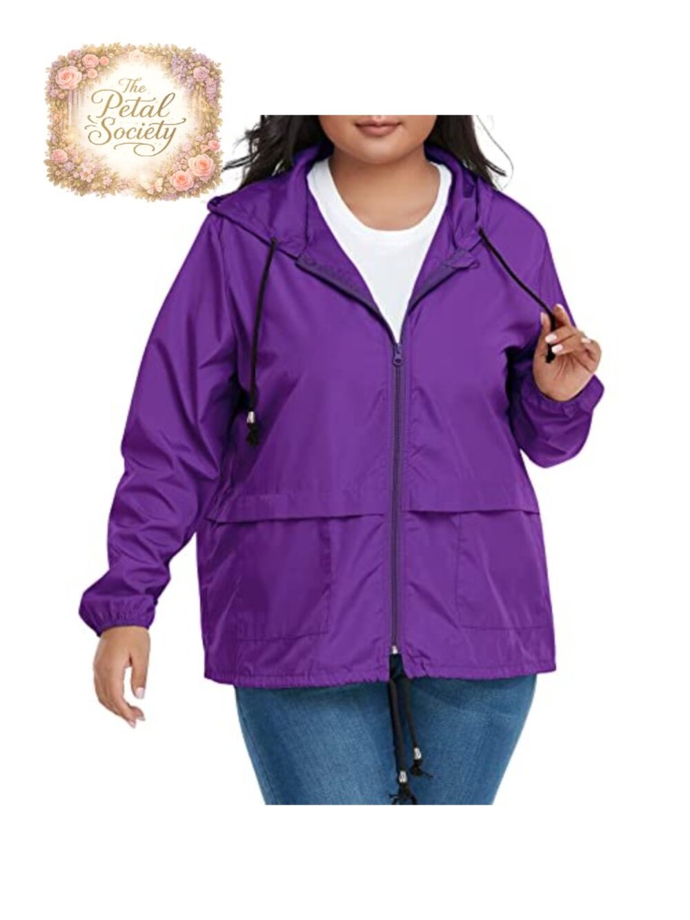 Plus Size Packable Hooded Raincoat Waterproof Windbreaker